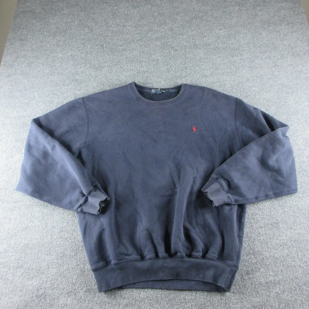 Polo Ralph Lauren Sweatshirt Mens Medium Blue Fleece Crew Neck Pullover